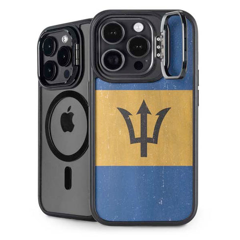 Barbados Flag Distressed iPhone 14 Pro Max Kickstand Case